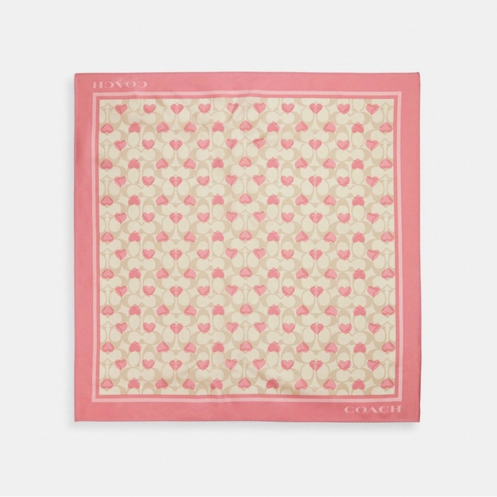 NWT Coach Signature Heart Print Silk Bandana CP348